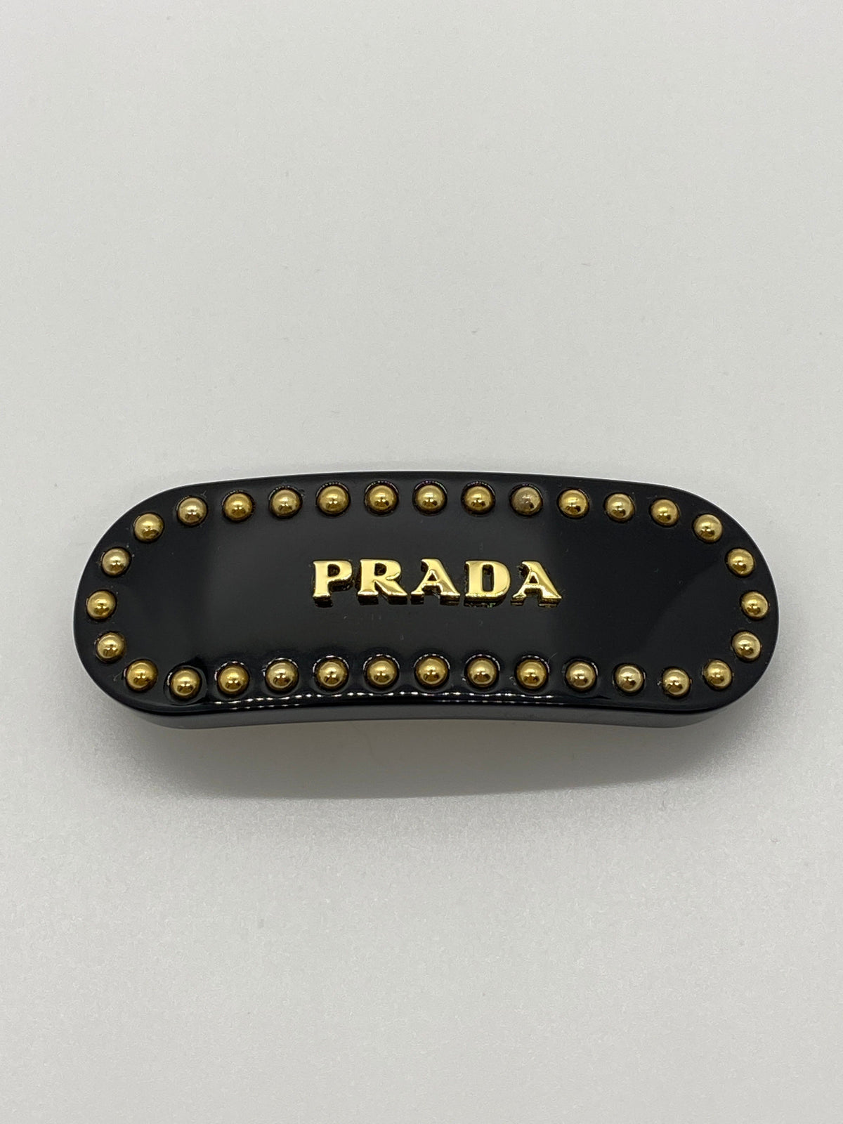 PRADA Acrylic Black Studded Hair Clip Barrette - Pre owned