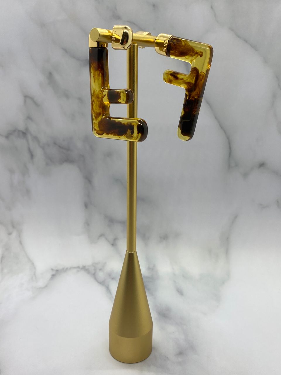 FENDI FF Acrylic Tortoise Earrings- Pre owned