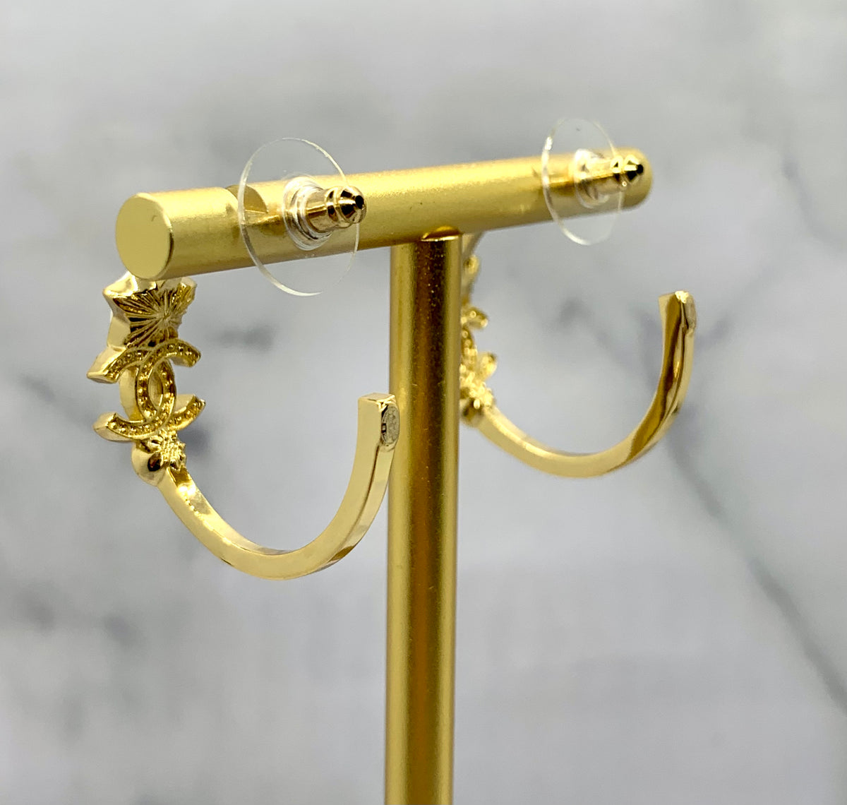 CHANEL CC Star Hoop Earrings - Pre owned