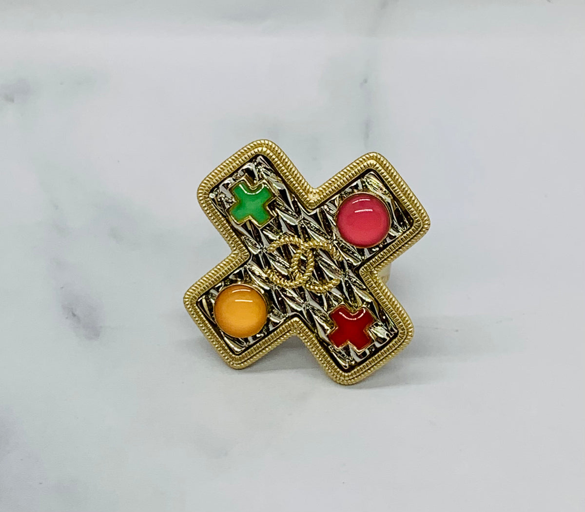 CHANEL Vintage Cross Ring - Size 7 , USED