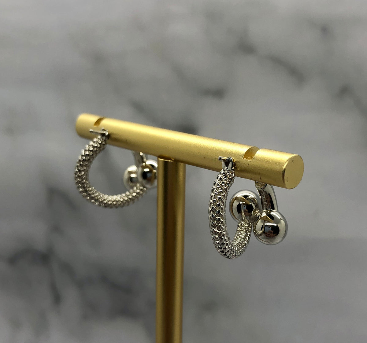 BOTTEGA VENETA Silver Tone Hoop Earrings - Pre owned