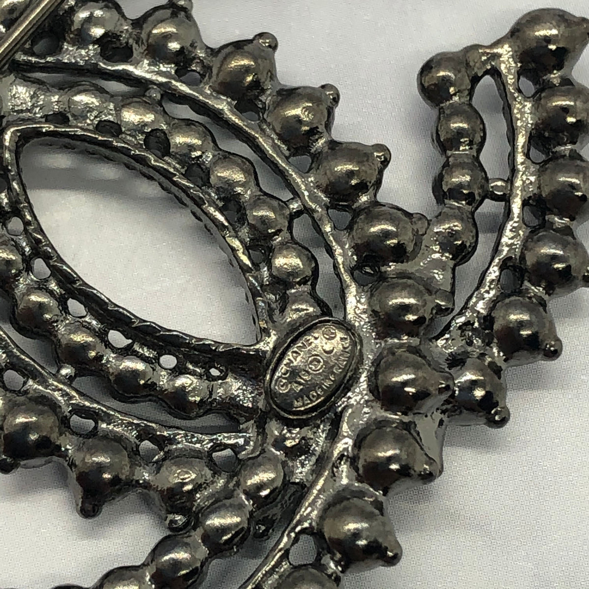 CHANEL CC Sage Rhinestone Brooch Pin - USED