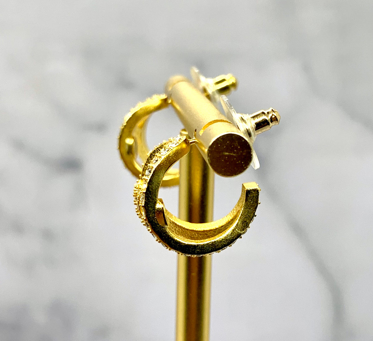 CHANEL CC Rhinestone Hoop Earrings - USED
