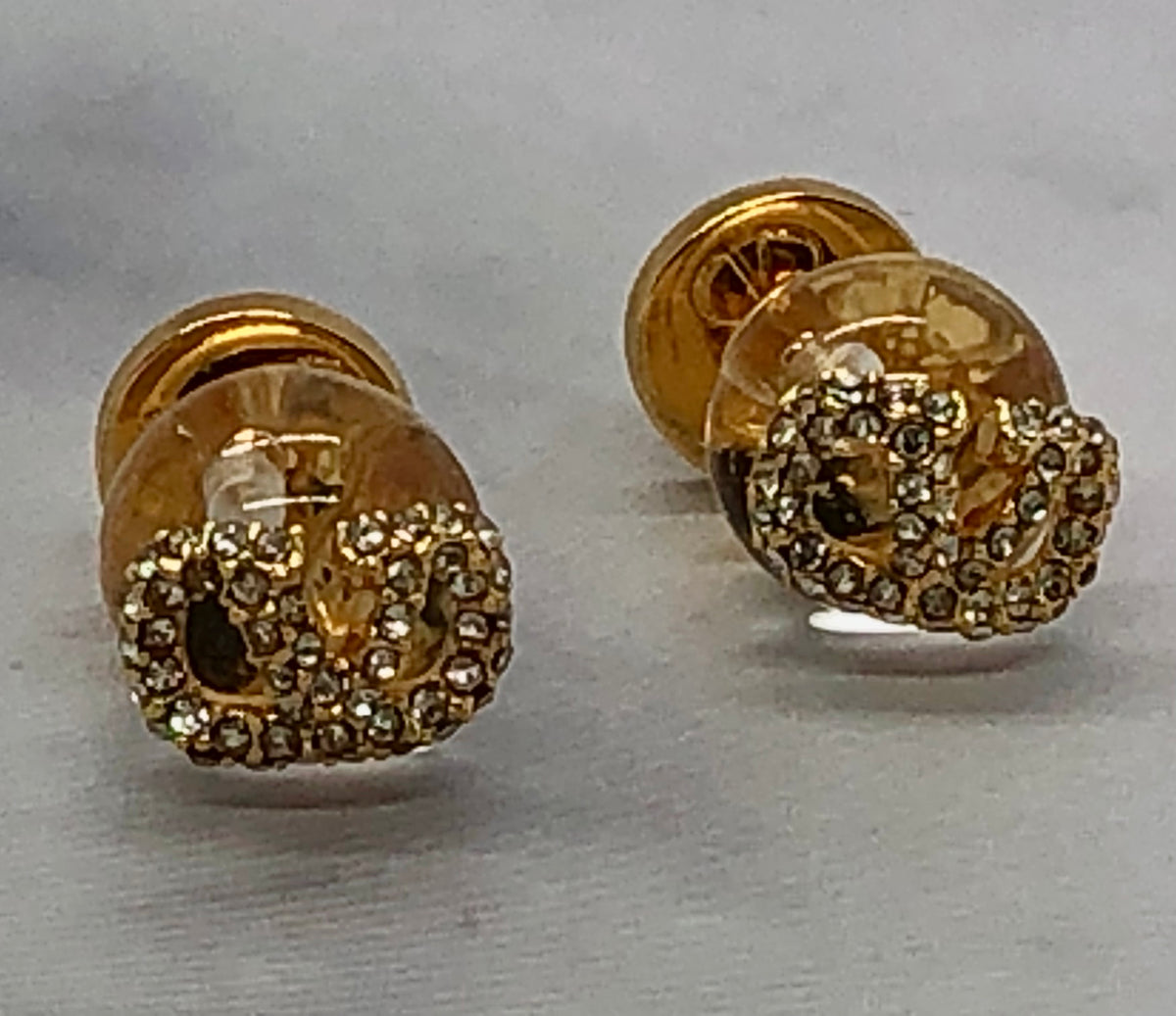VALENTINO V Clear Rhinestone Earrings - Pre owned