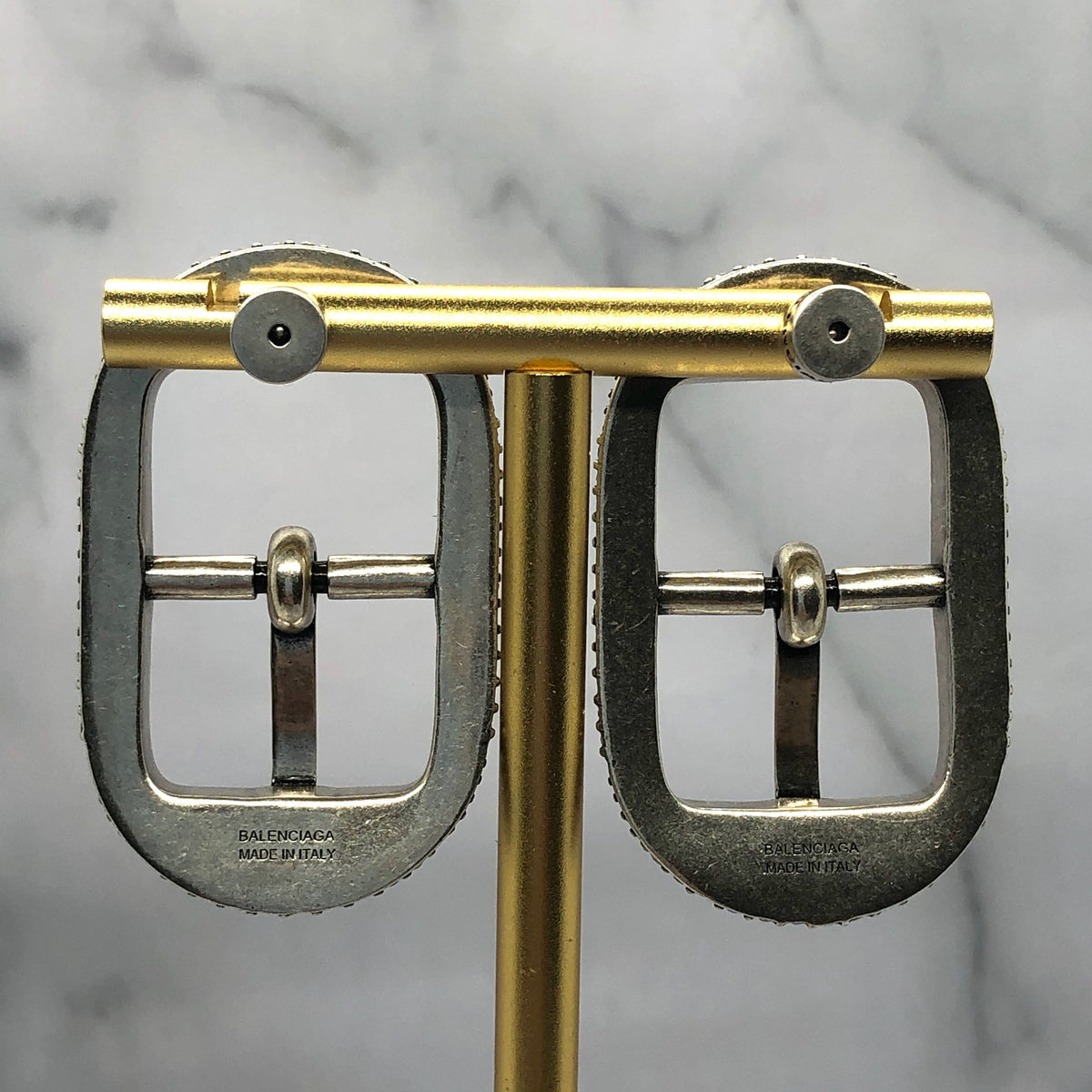 BALENCIAGA Rhinestone Buckle Earrings - Pre owned