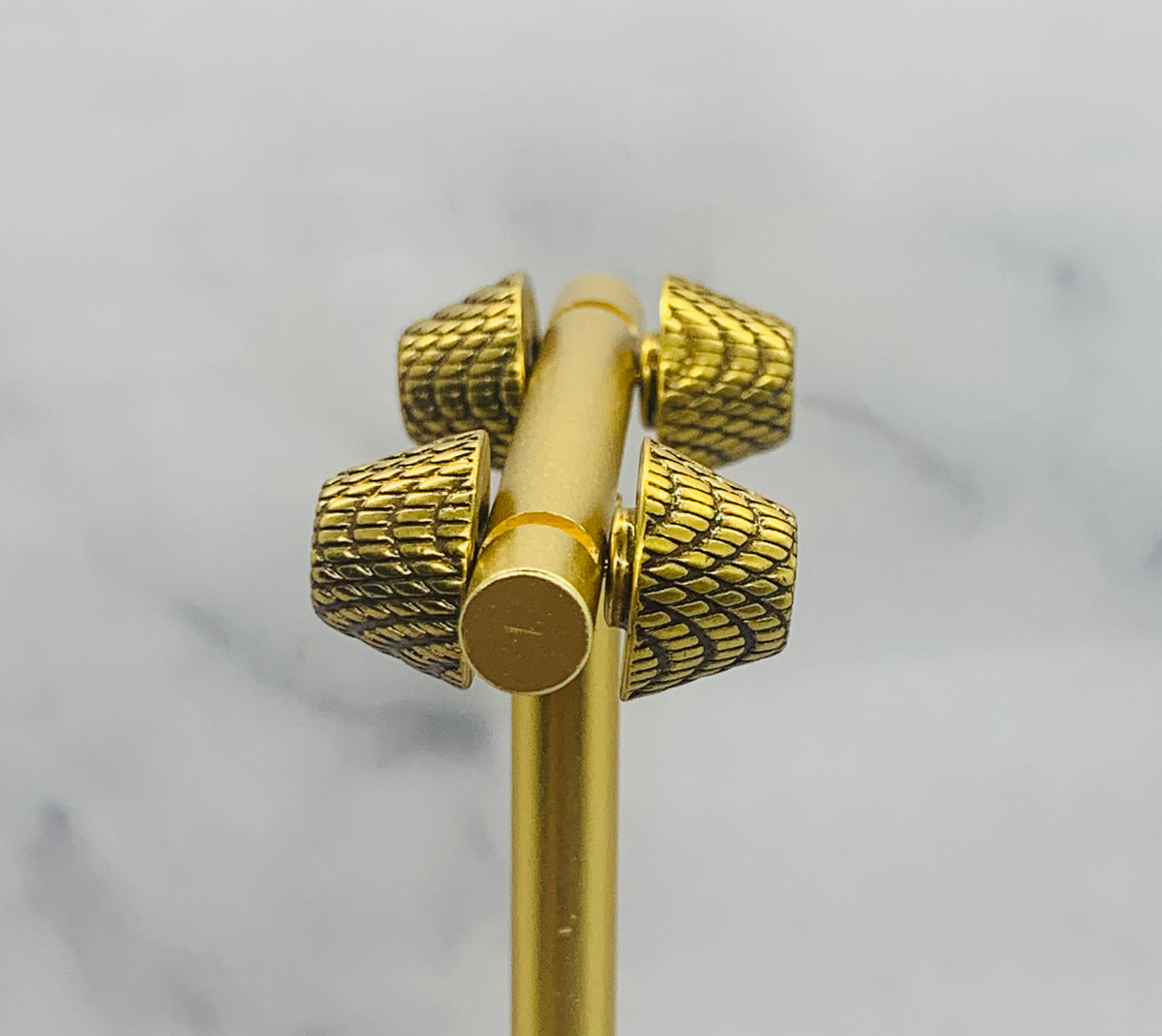 BALENCIAGA Brass Cagole Stud Earrings - Pre owned