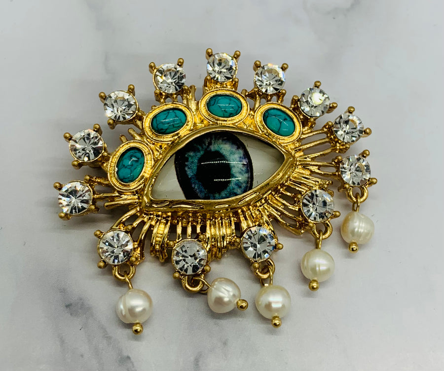 SCHIAPARELLI Statement Eye Brooch Pin - Pre owned