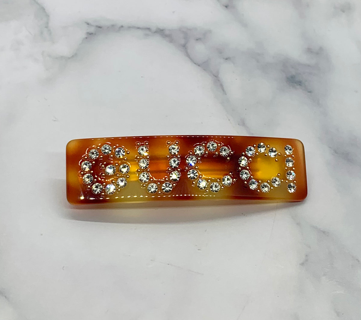 GUCCI Tortoise Rhinestone Barrette Hair Clip - Pre owned