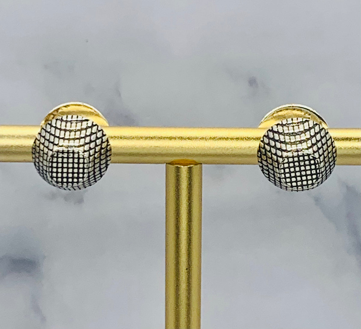BALENCIAGA Silver Tone Cagole Stud Earrings - Pre owned