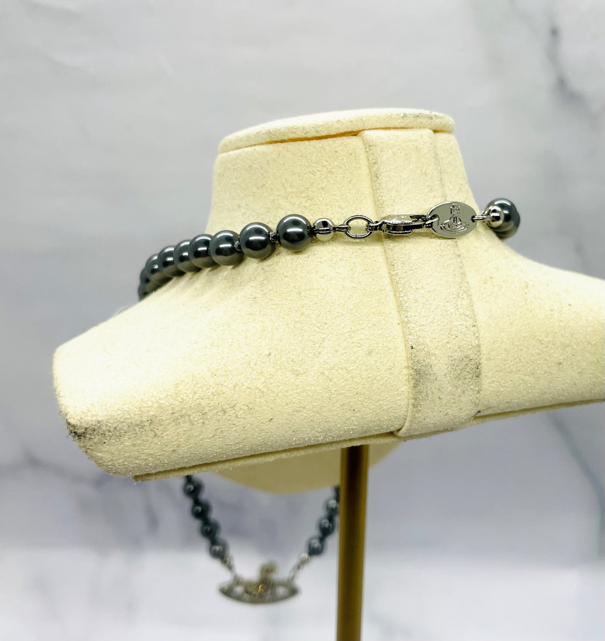 VIVIENNE WESTWOOD Pewter Pearl Rhinestone Necklace - Pre owned