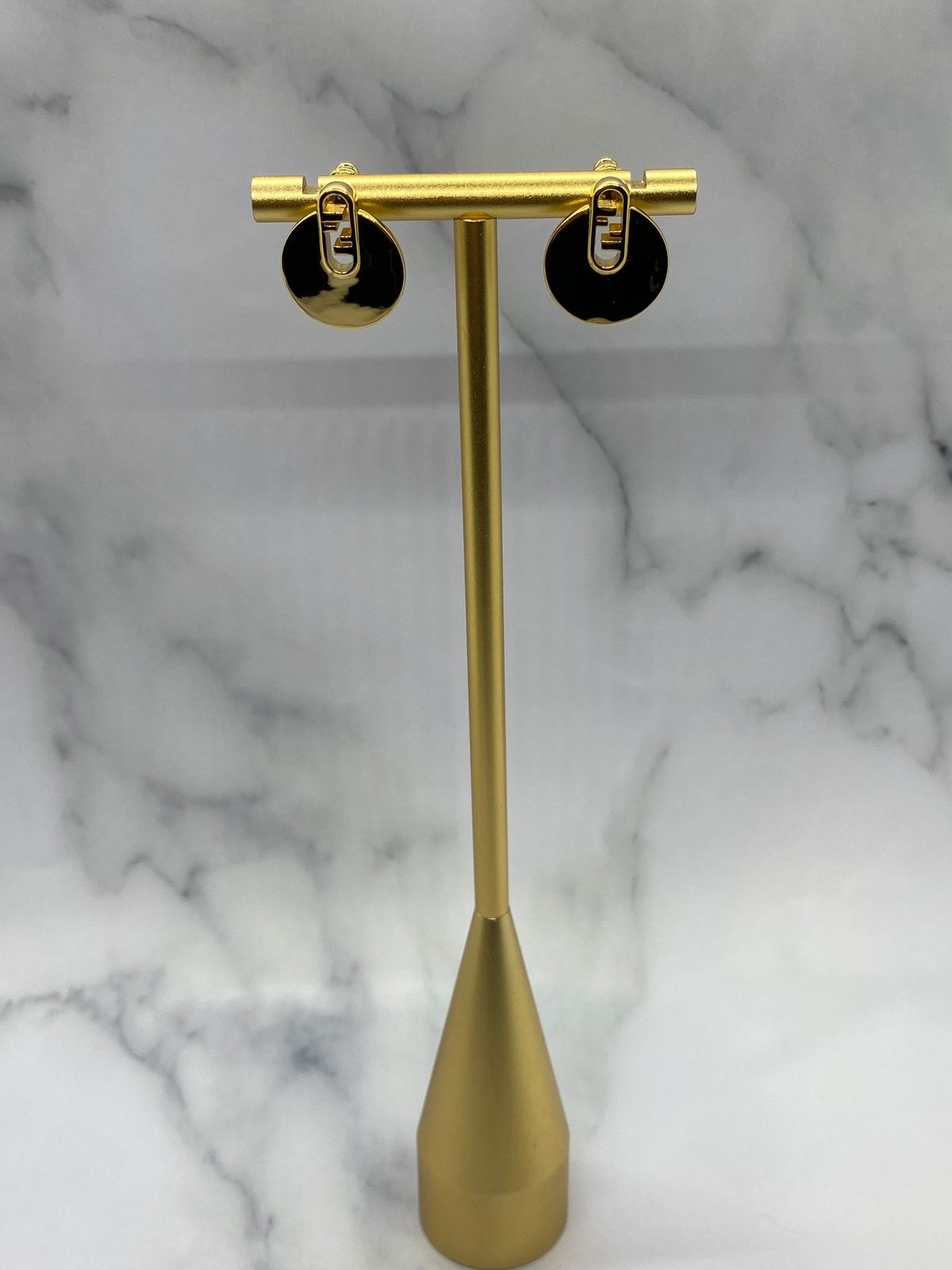 FENDI F Gold Tone Disc Earrings - Pre owned