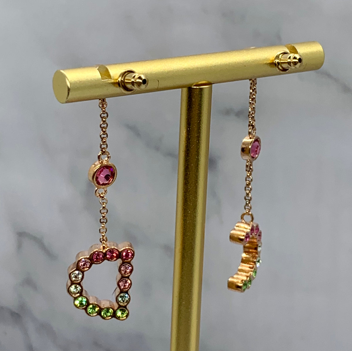 CHRISTIAN DIOR CD Colorful Rhinestone Pendant Earrings - Pre owned
