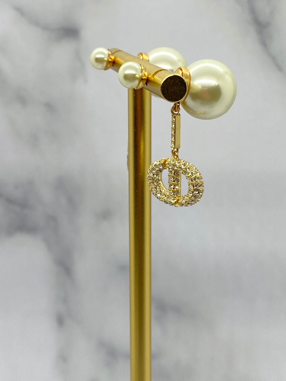 CHRISTIAN DIOR CD Faux Pearl Tribales Earrings - USED