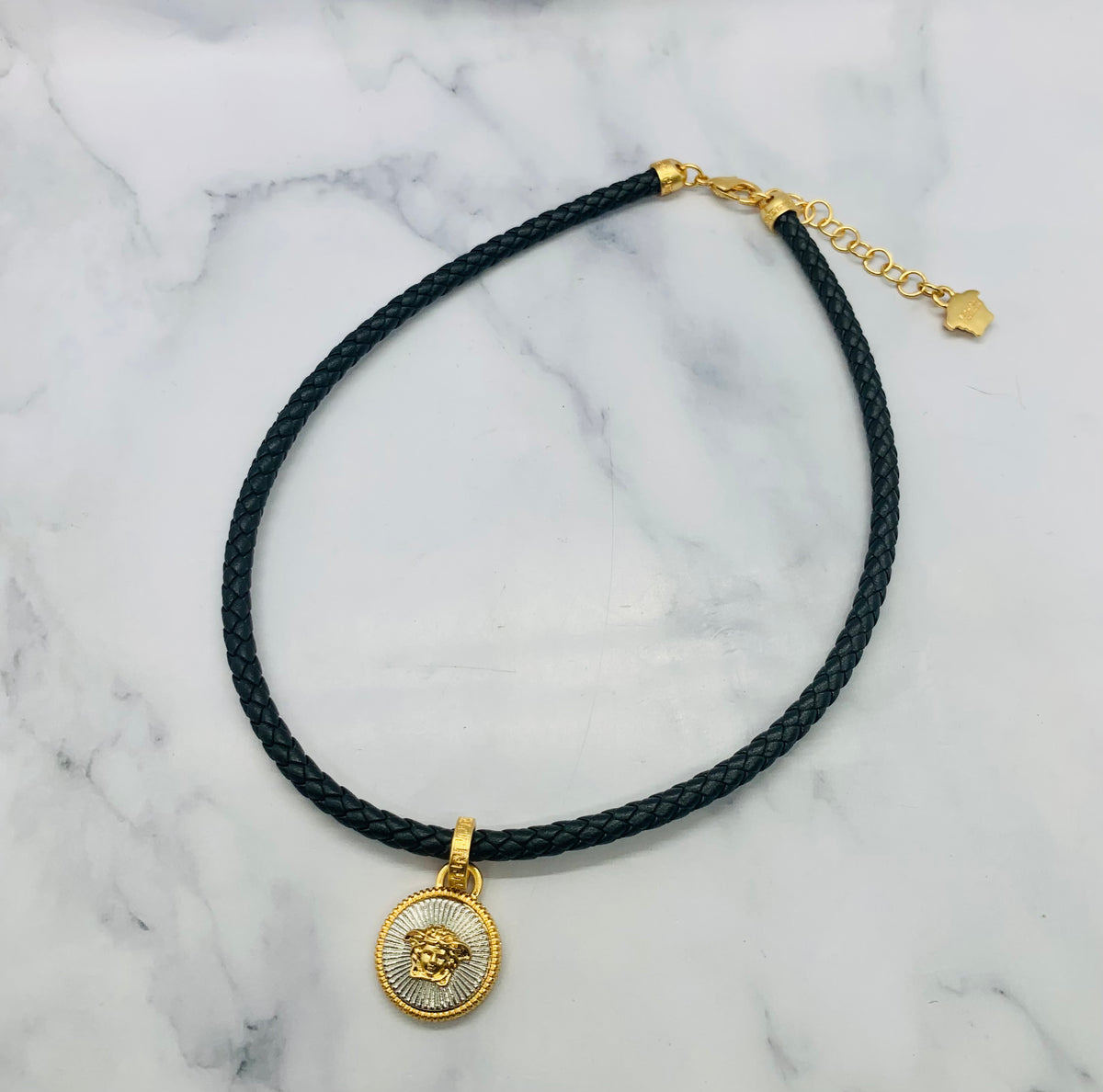 VERSACE Medusa Leather Necklace - Pre owned