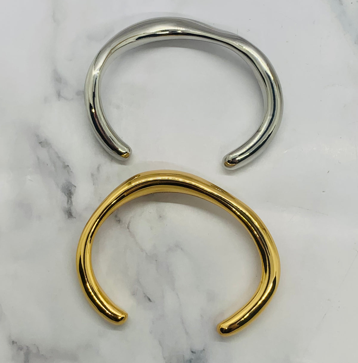 YSL YVES SAINT LAURENT Gold & Silver Cuff Bracelet Set - Pre owned