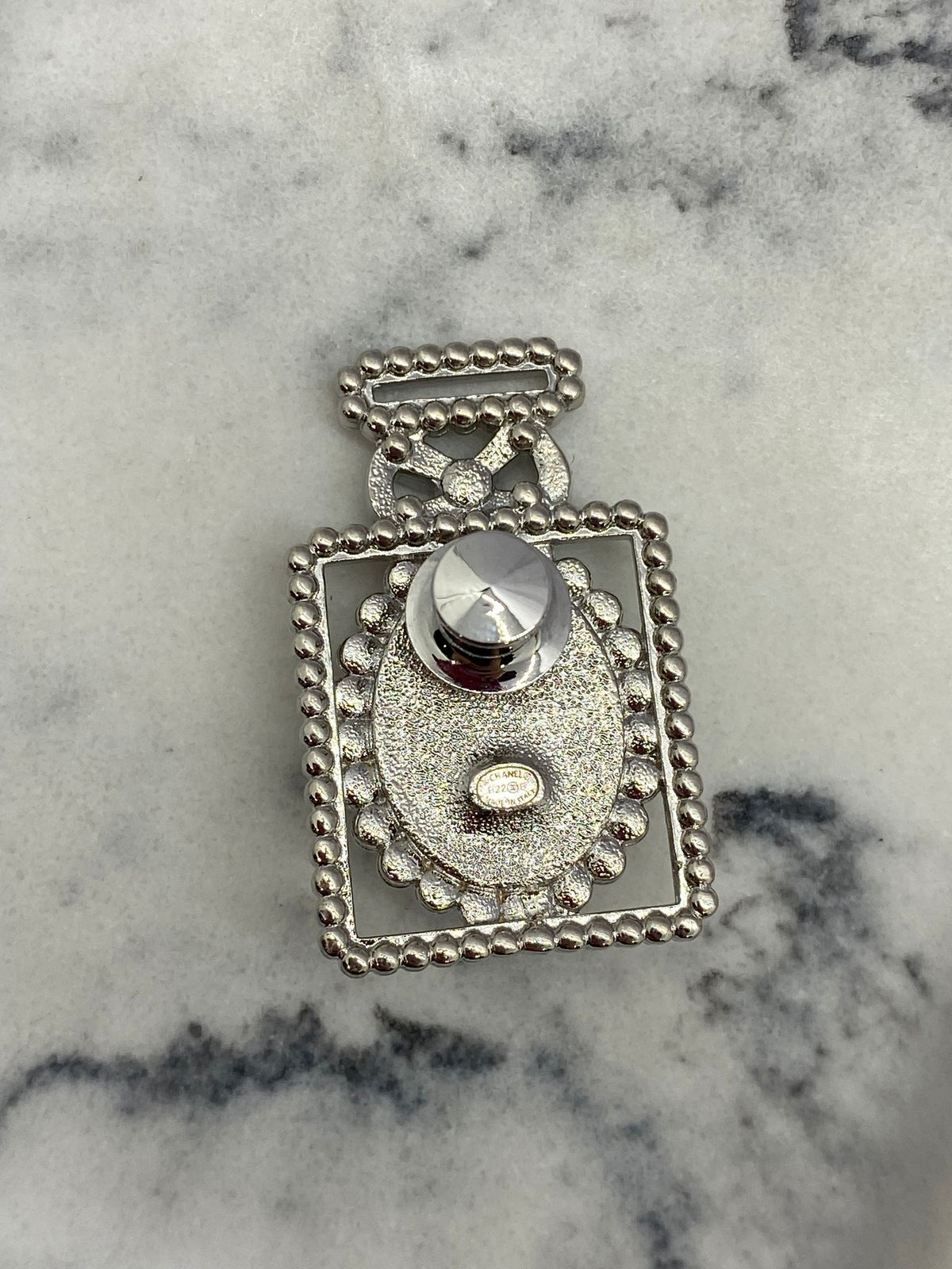 CHANEL CC Rhinestone Bottle Shape Brooch Pin - USED