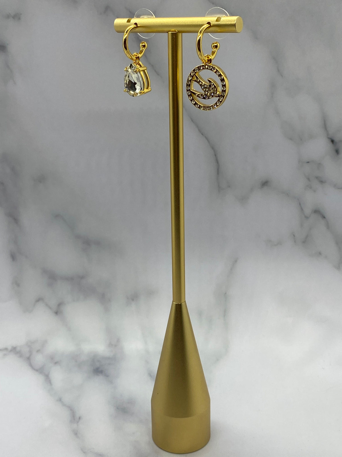 MIU MIU Gold Tone Bird Rhinestone Charm Earrings - Pre owned