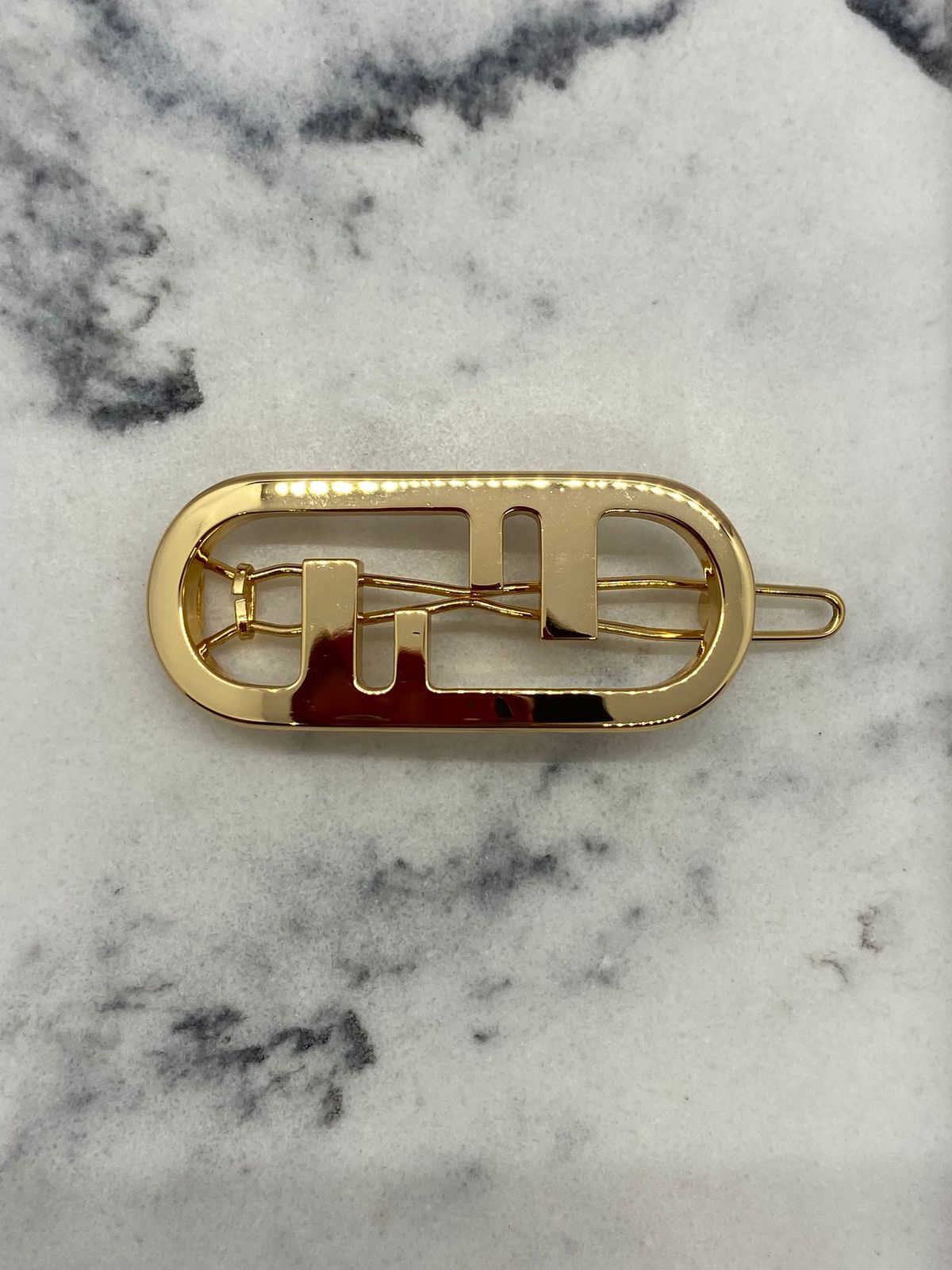 FENDI F Gold Tone Hair Clip Barrette - Pre owned