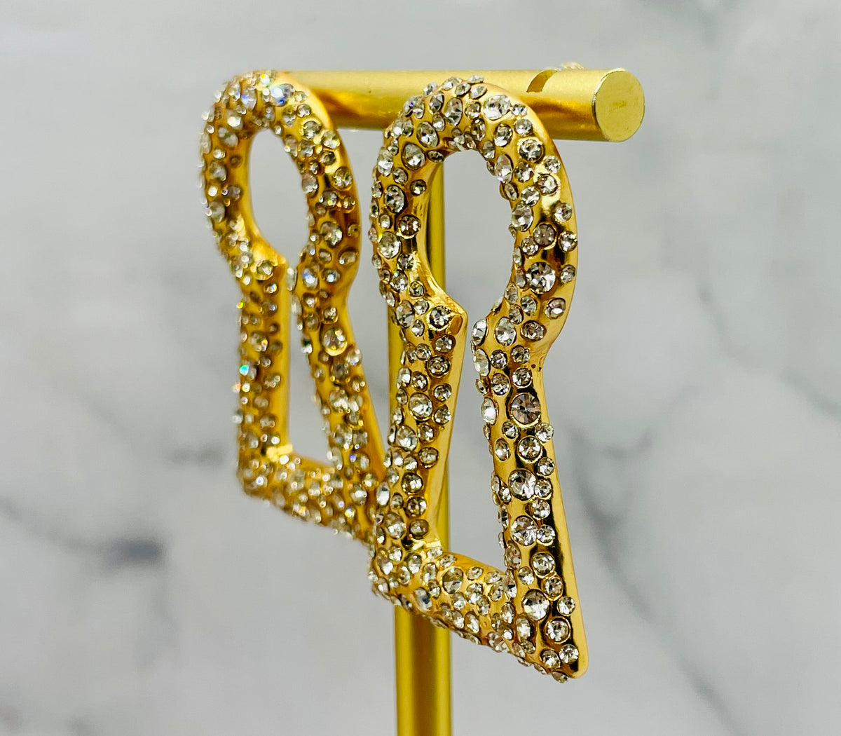 SCHIAPARELLI Rhinestone Keyhole Statement Earrings - Pre owned