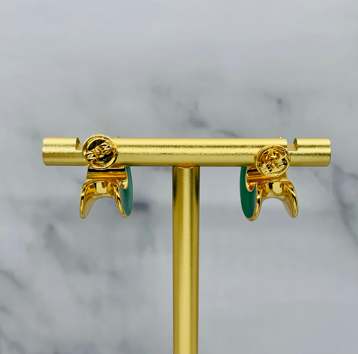 BOTTEGA VENETA Green Enamel Hoop Earrings - Pre owned