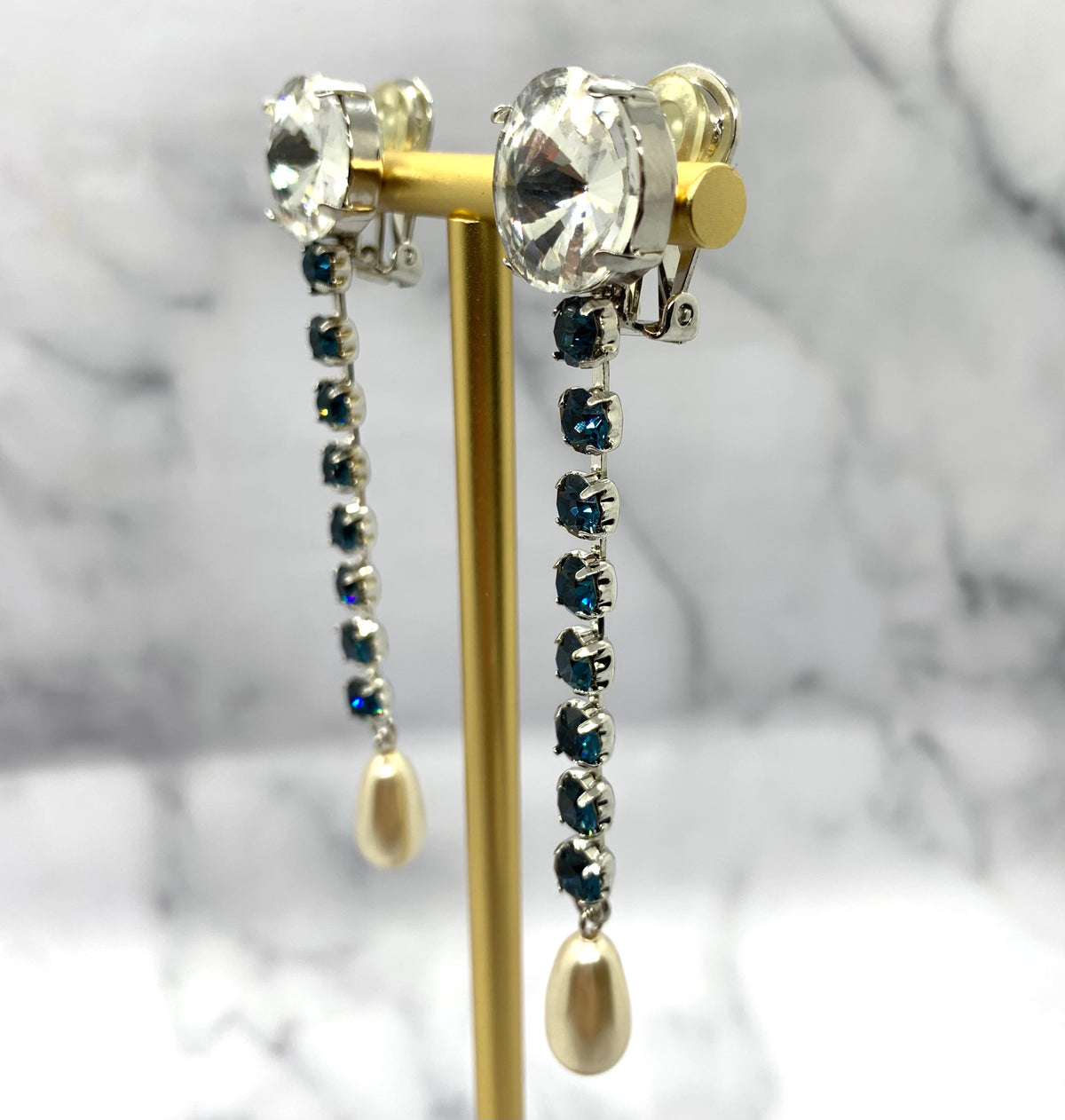 MIU MIU Blue Rhinestone Pendant Earrings - Pre owned