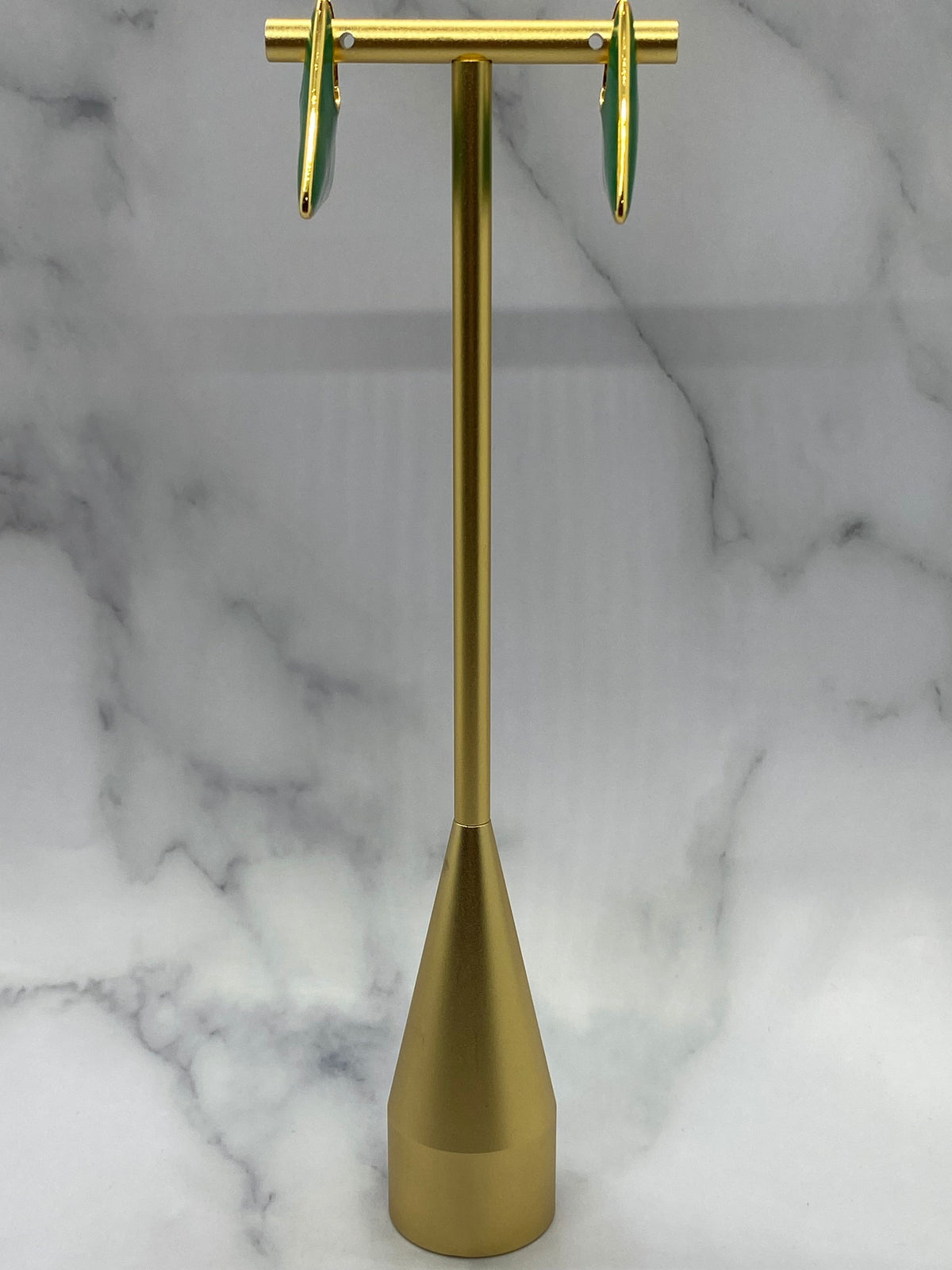 BOTTEGA VENETA Green Triangle Hoop Earrings