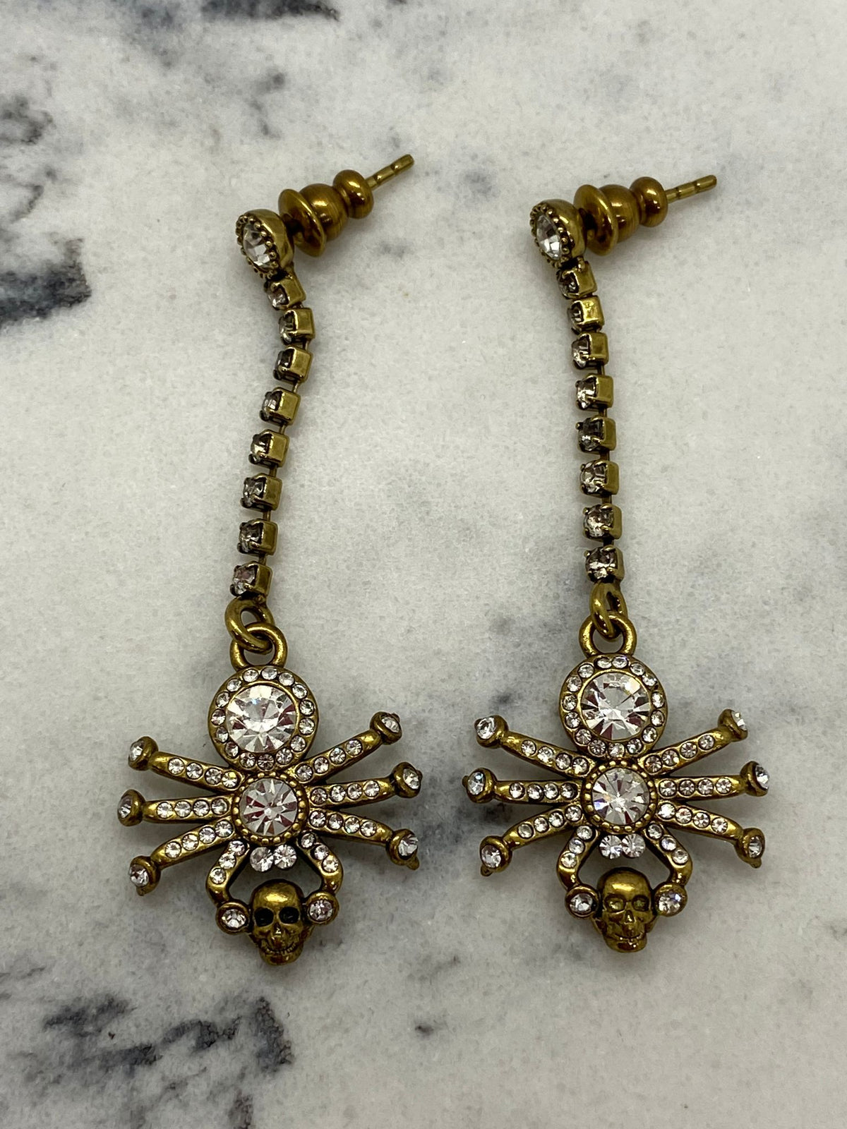 ALEXANDER McQUEEN Rhinestone Spider Pendant Earrings - Pre owned