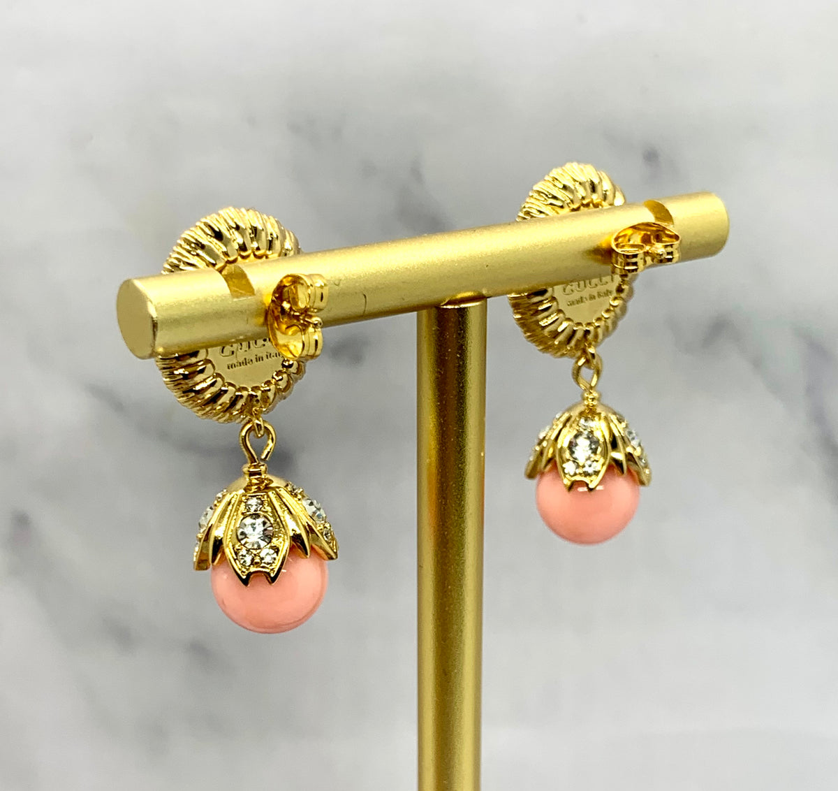 GUCCI GG Pink Pendant Earrings - Pre owned