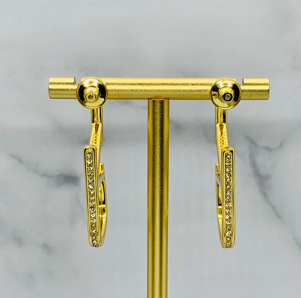 VALENTINO V Rhinestone Hoop Earrings - Pre owned