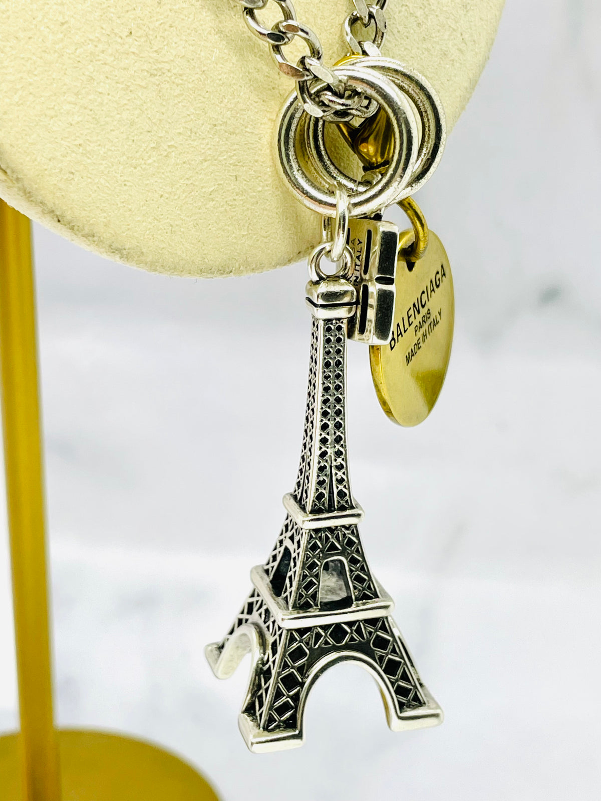 BALENCIAGA Paris Eiffel Towel Charm Necklace - Pre owned