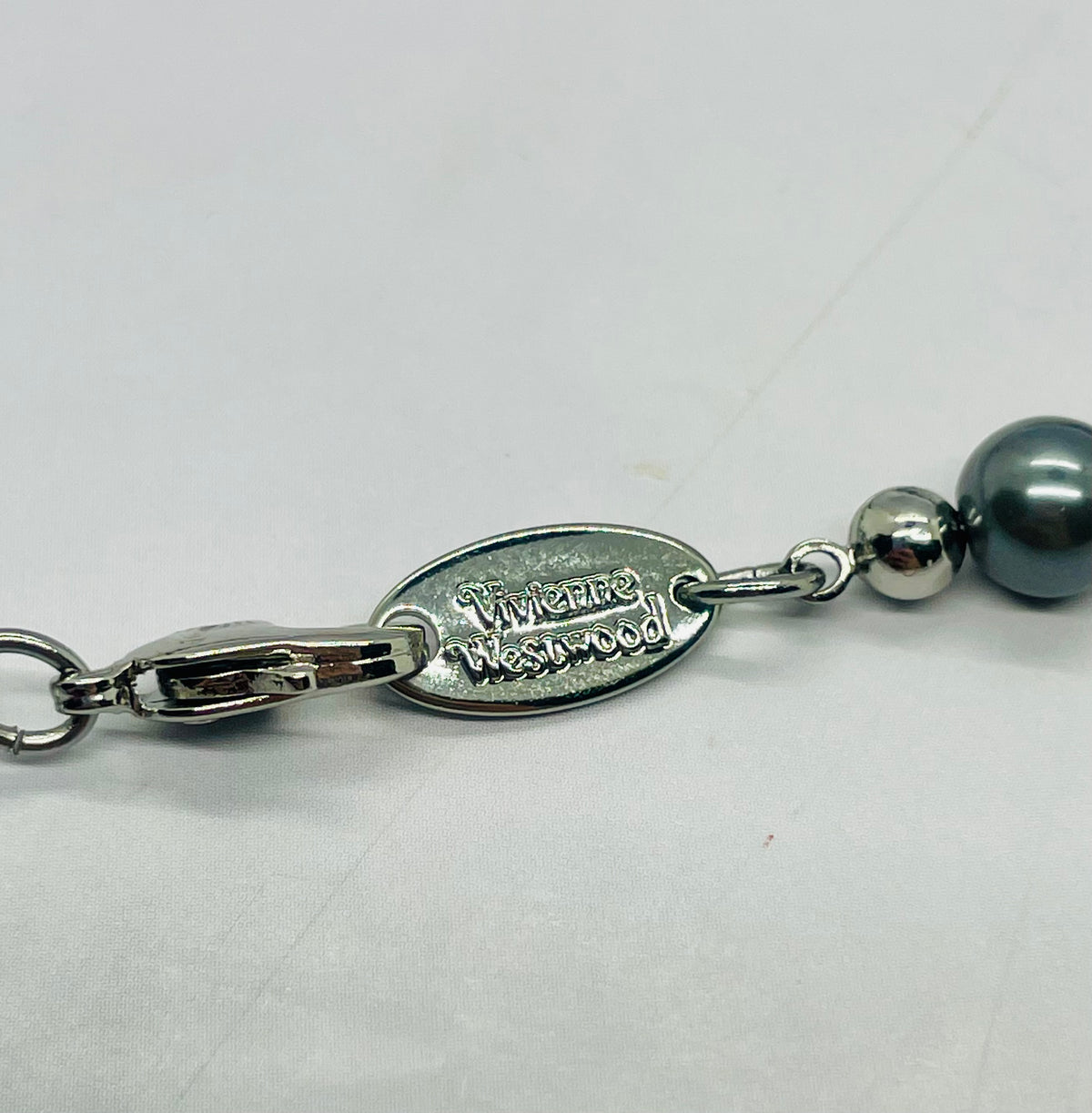 VIVIENNE WESTWOOD Pewter Pearl Rhinestone Necklace - Pre owned