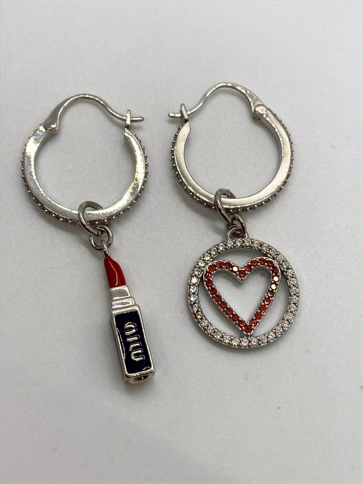 MIU MIU Lipstick Rhinestone Asymmetric Earrings - Pre owned