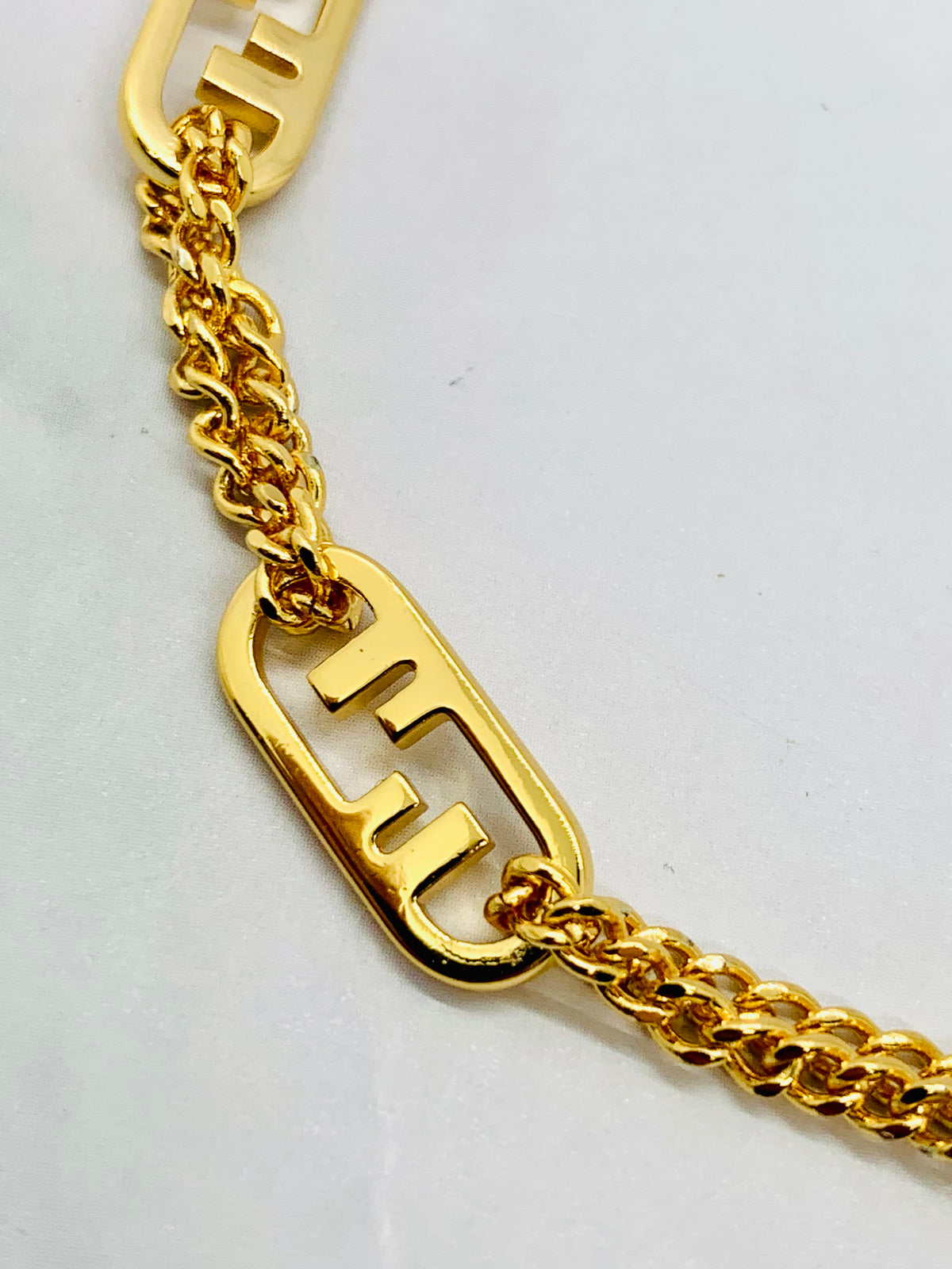 Auth FENDI FF Monogram Gold Tone Bracelet - Pre owned