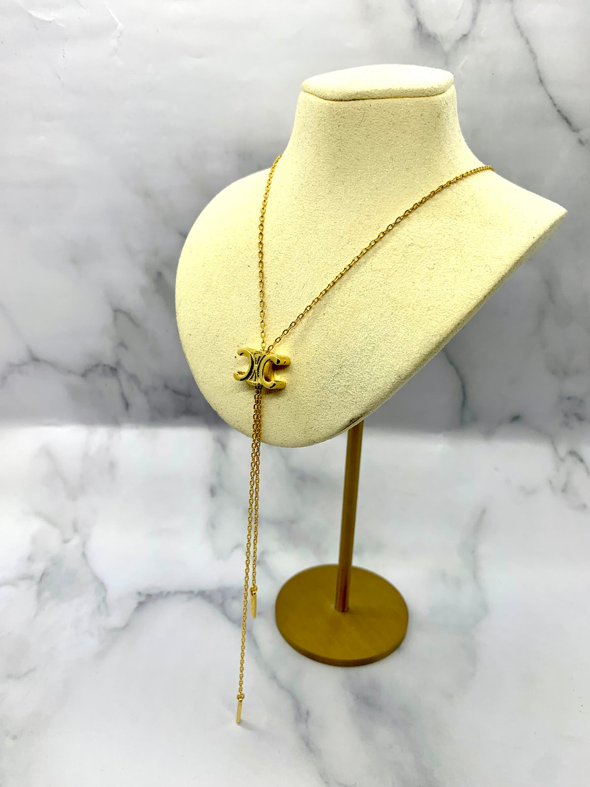 CELINE Gold Tone Bolero Necklace - Pre owned