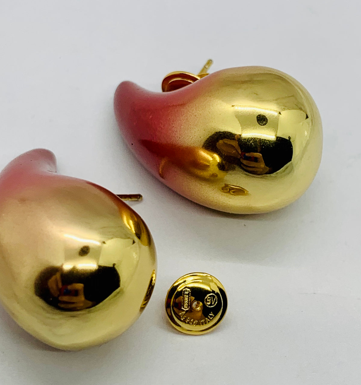BOTTEGA VENETA Drop Gold Red Ombre Earrings - Pre owned