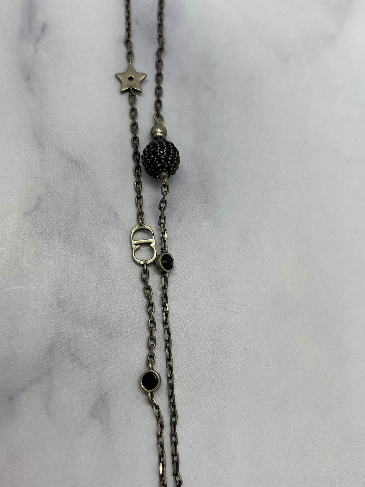 CHRISTIAN DIOR CD Black Chain Necklace - Pre owned