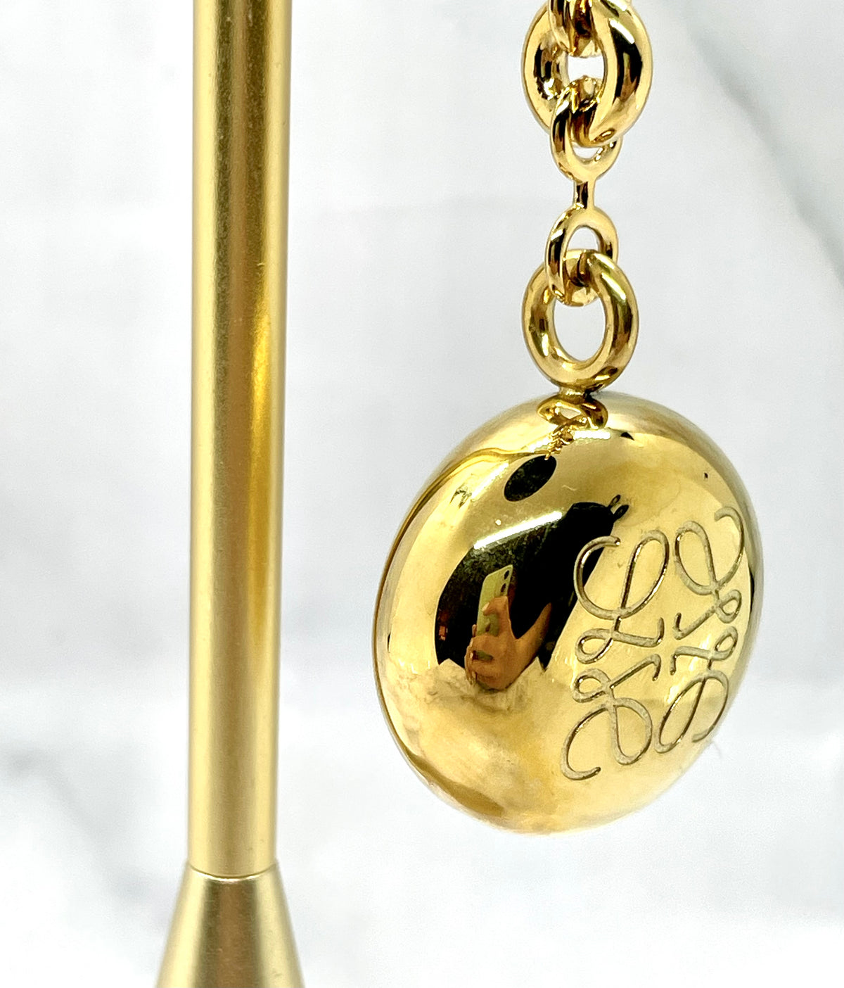LOEWE Monogram Gold Tone Charm Key Chain - Pre owned