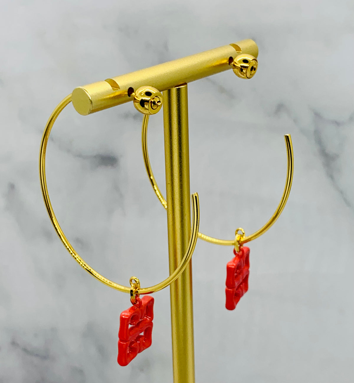 GIVENCHY Red Monogram Hoop Earrings - Pre owned