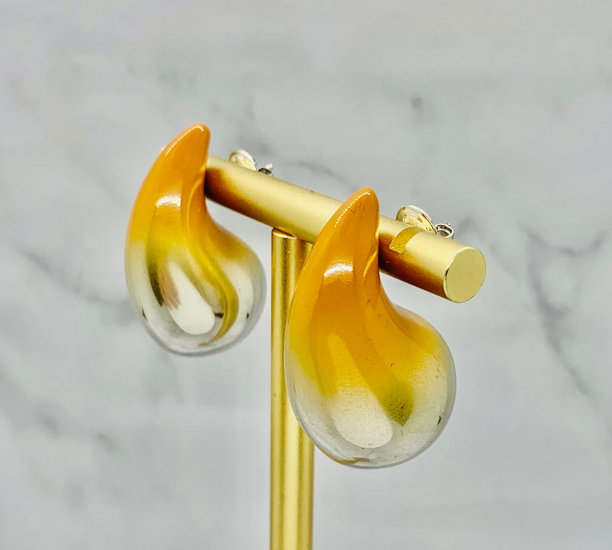 BOTTEGA VENETA Mustard Silver Ombre Drop Earrings - Pre owned