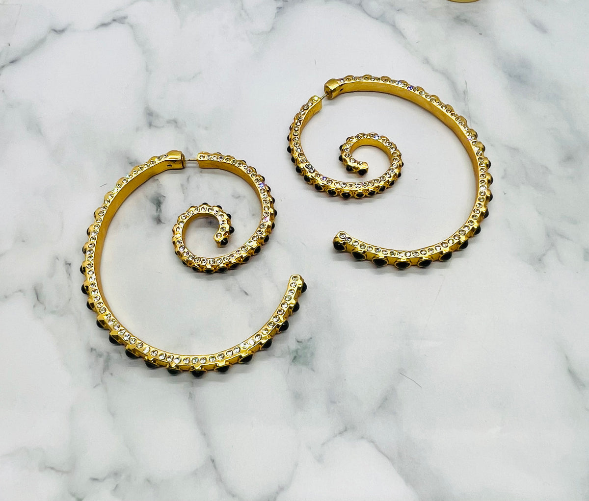 SCHIAPARELLI Large Ornate Hoop Statement Earrings - Pre owned
