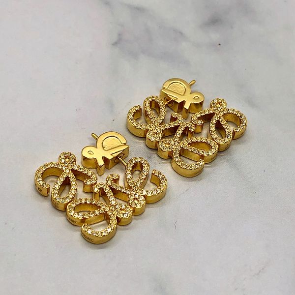 LOEWE Rhinestone Monogram Earrings - Pre owned