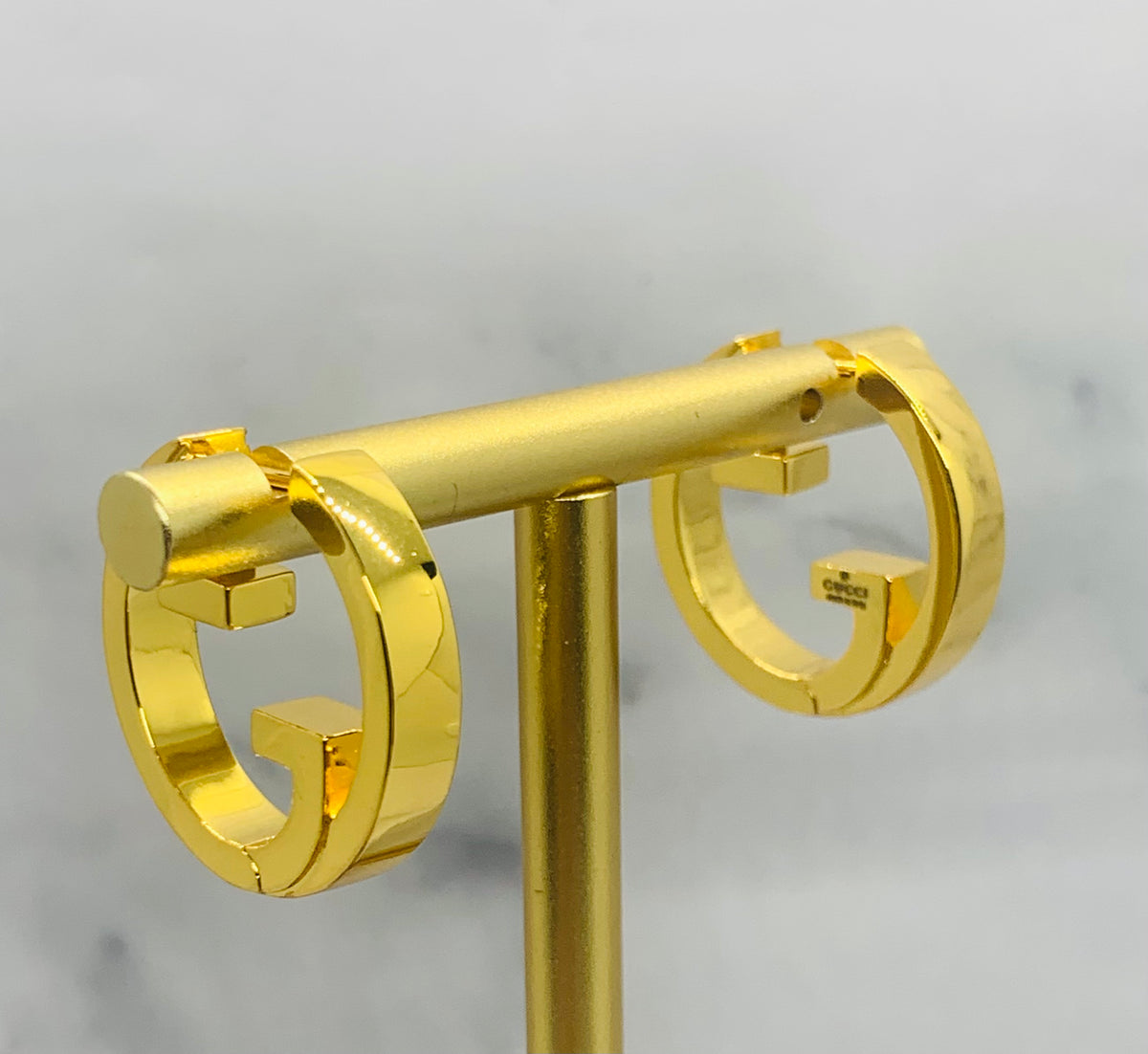 GUCCI GG Gold Tone Hoop Earrings - Pre owned