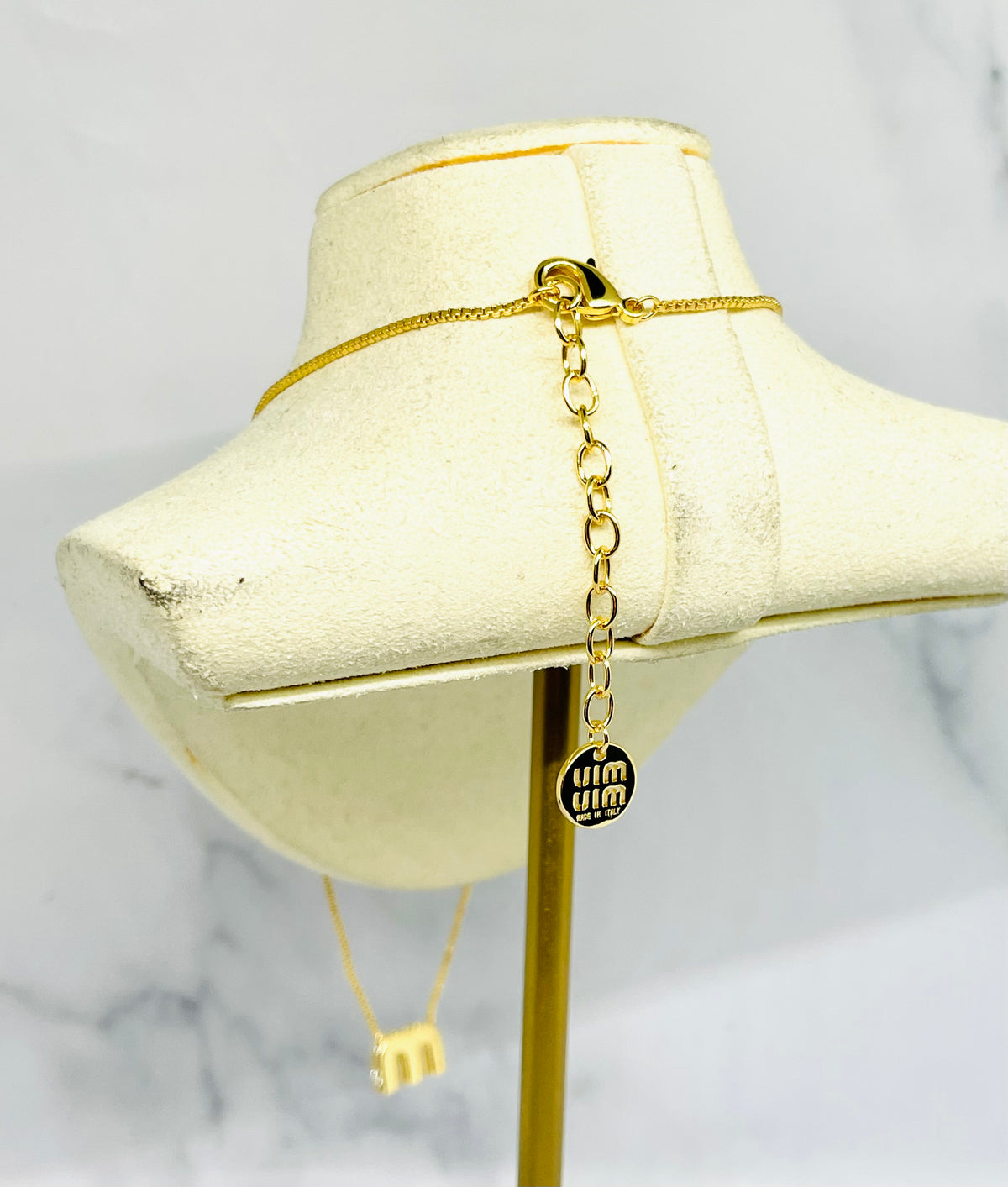 MIU MIU M Gold Tone Rhinestone Chain Necklace - Pre owned