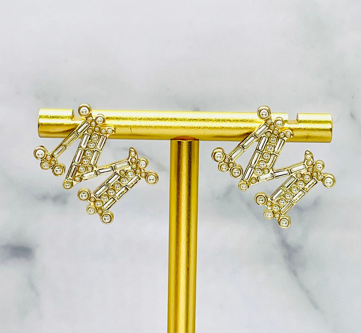 MAX MARA Rhinestone & Pearl Trim Earrings - Pre owned