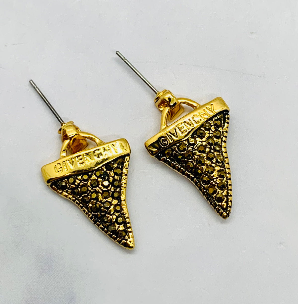 GIVENCHY Shark Tooth Rhinestone Earrings - USED