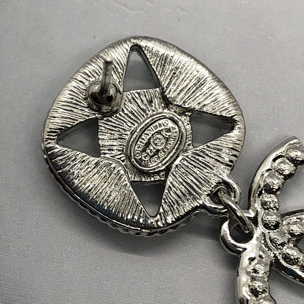 CHANEL CC Silver Tone Pendant Earrings - Pre owned