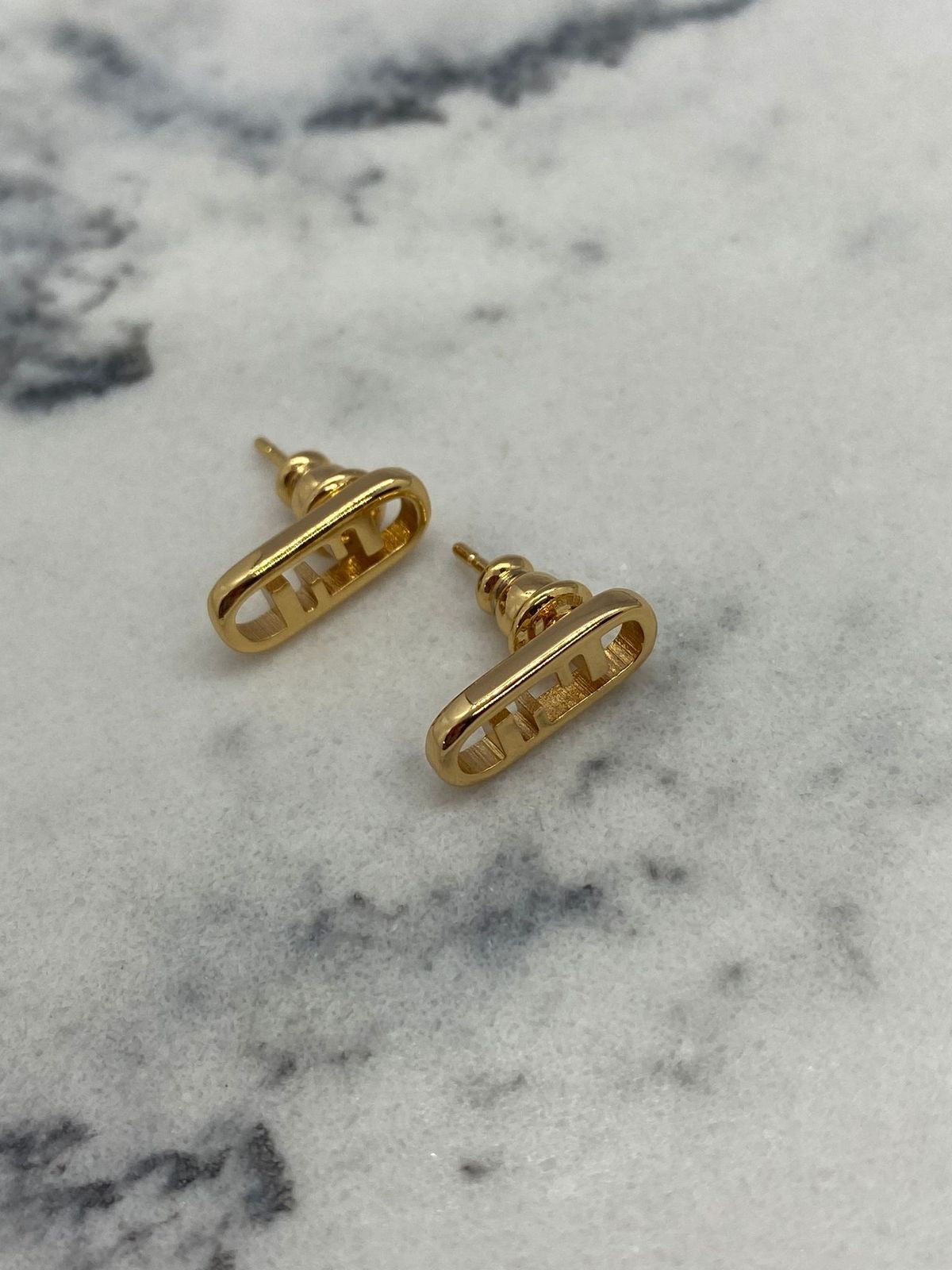 FENDI F Gold Tone Small Earrings - Pre owned