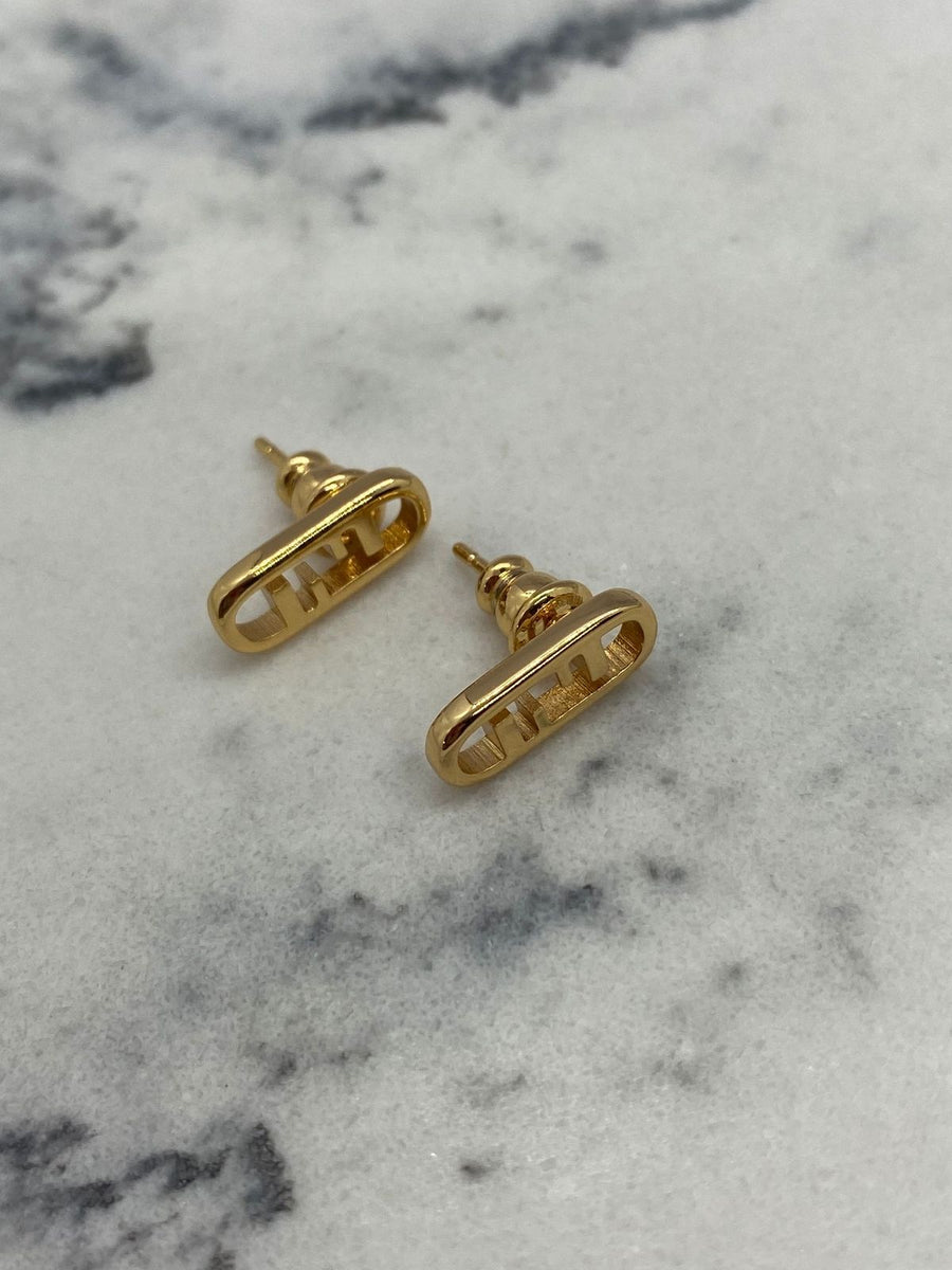 FENDI F Gold Tone Small Earrings - Pre owned
