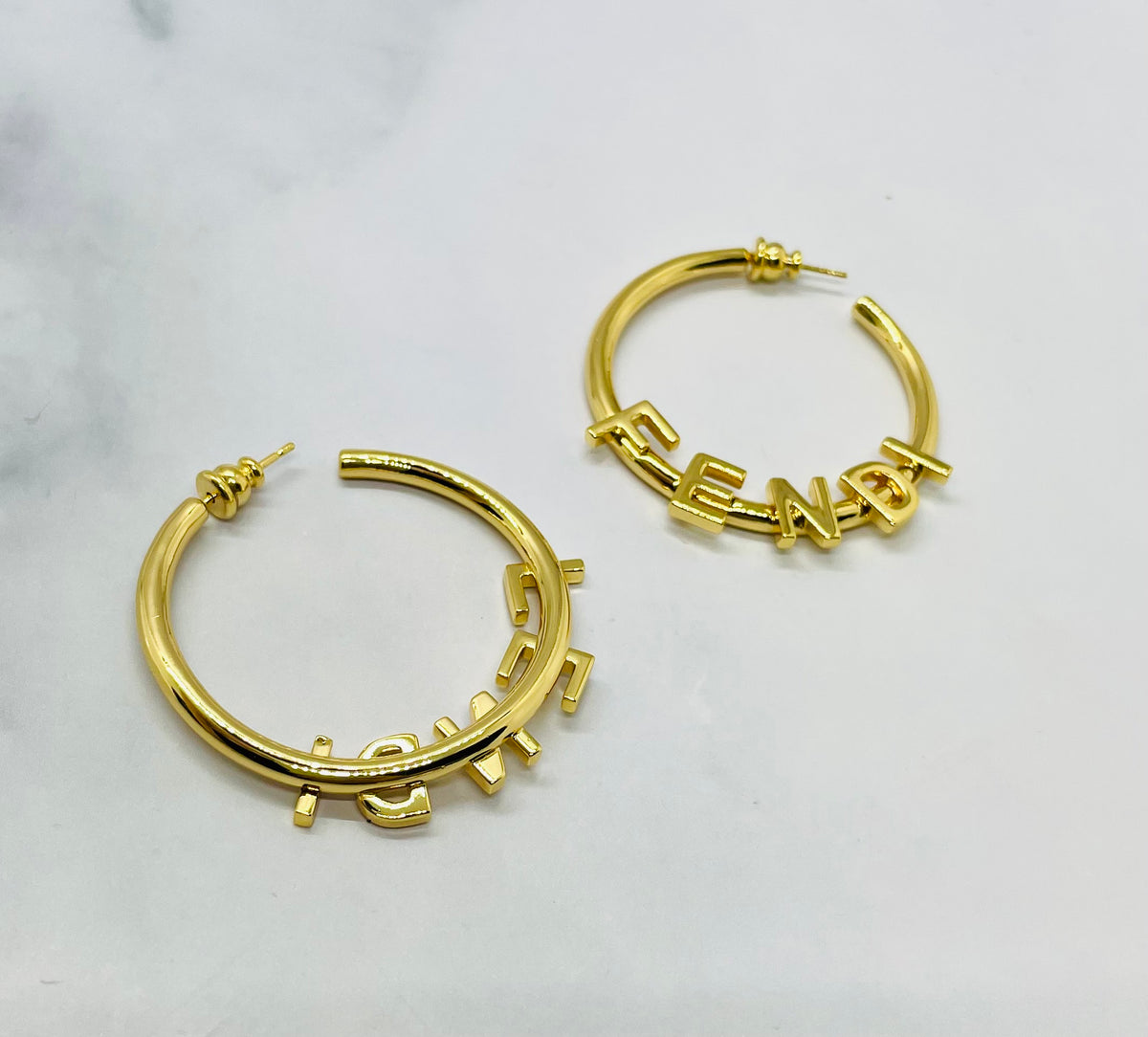 FENDI Gold Tone Hoop Earrings - Pre owned