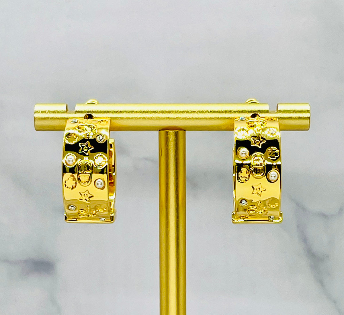 CHRISTIAN DIOR Rhinestone Hoop Earrings - Pre owned
